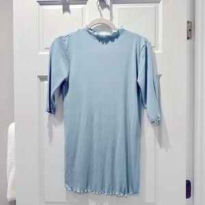 PinkBlush Light Blue Lettuce Hem Fitted Maternity Top